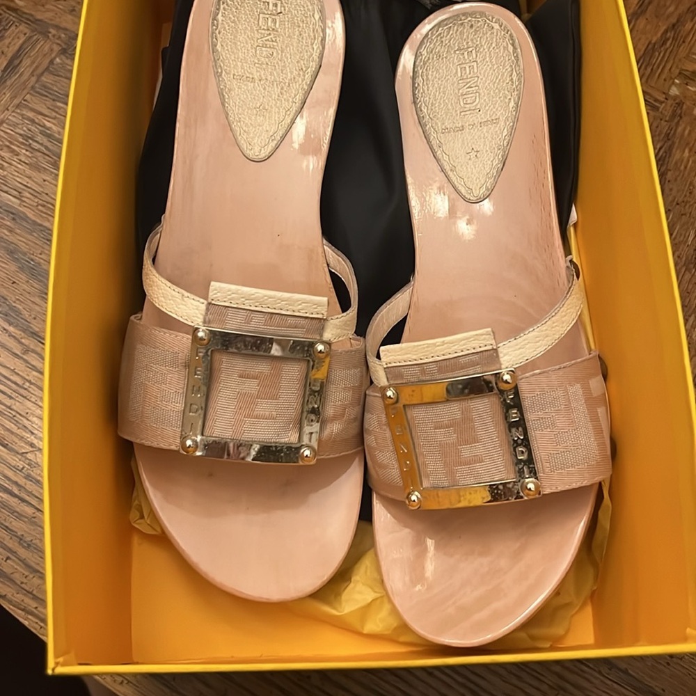 Fendi Tan Slides.